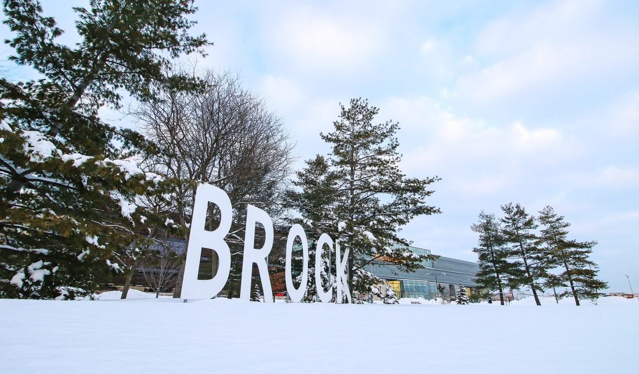Large letters that spell BROCK on a snowy background.