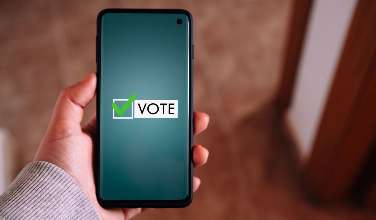 A phone screen showing a voting checkbox.