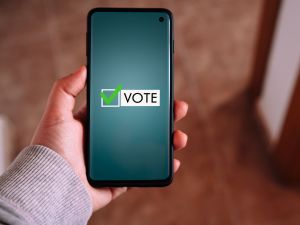A phone screen showing a voting checkbox.