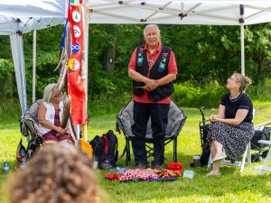 Elder Peter Beaucage stands during a traditional Naming Ceremony.