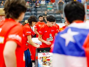 Young students use robots to compete at a robotics competition at the FIRST Lego League Challenge (FLL) at the Canada Cup of Robotics – Niagara 2026.