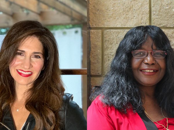 A collage of two headshot portraits of two women.