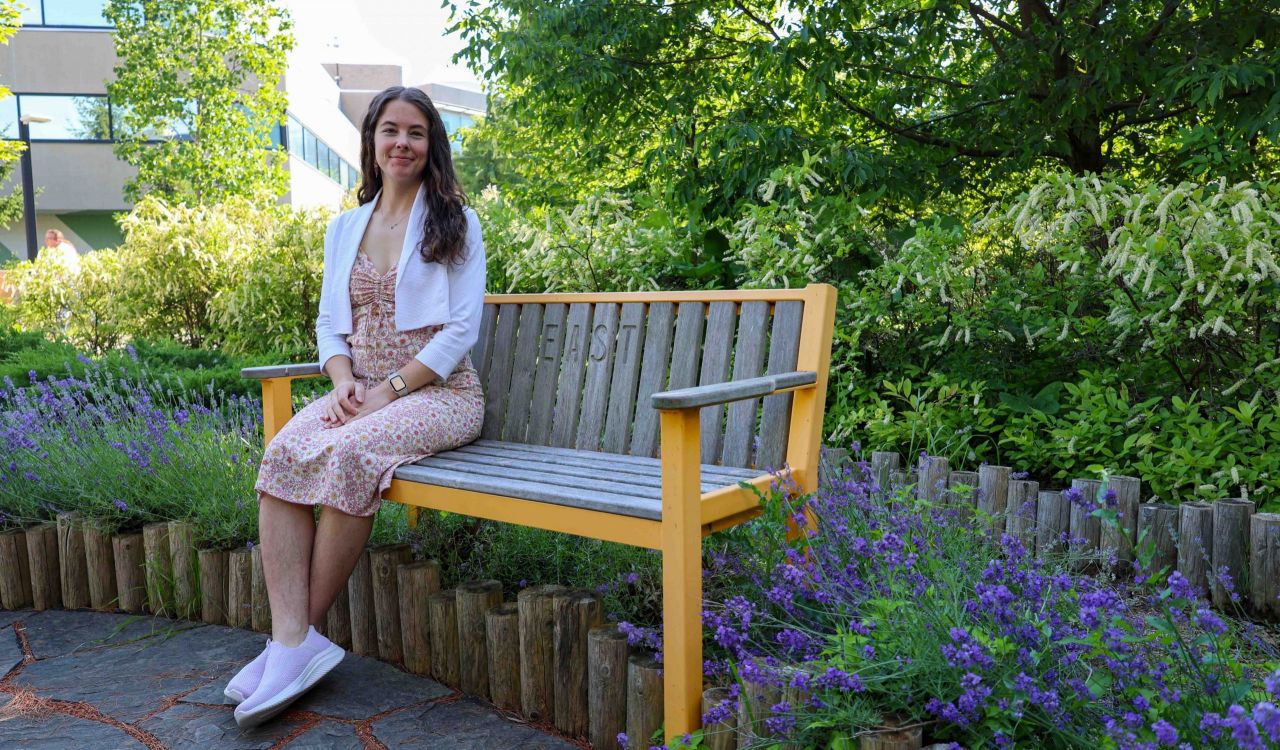 Emily Fortin in the Medicine Garden at Brock.
