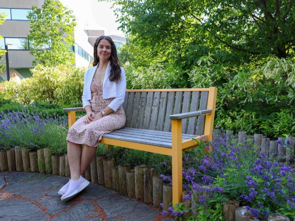 Emily Fortin in the Medicine Garden at Brock.