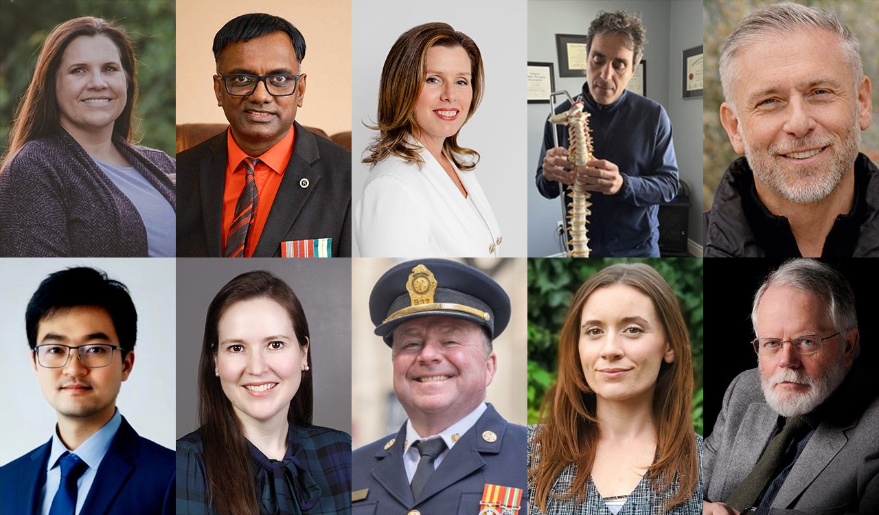 A collage of 10 portraits of Brock graduates.