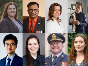 A collage of 10 portraits of Brock graduates.