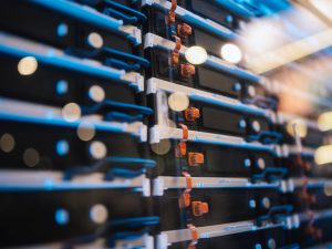 Close-up view of data centre equipment.