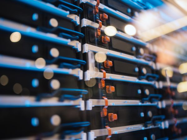 Close-up view of data centre equipment.