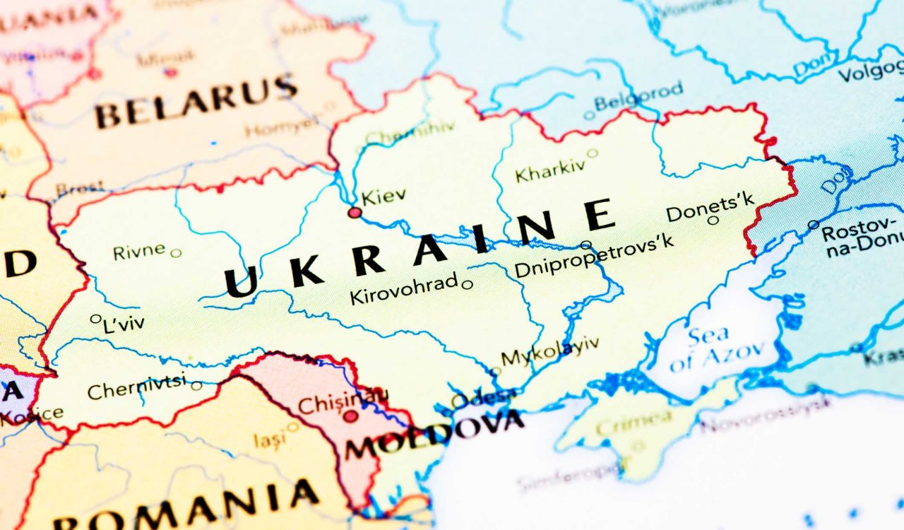 A map of Ukraine.