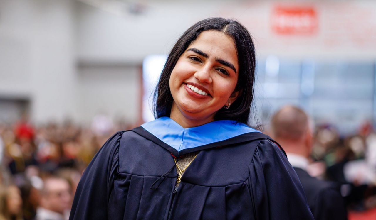 Ramanpreet Kaur Bains at Brock’s 120th Convocation ceremony.