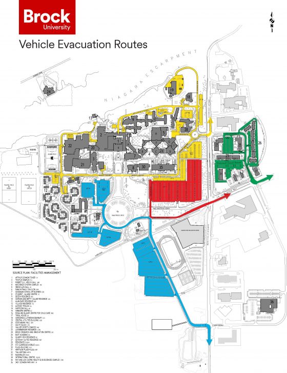 Evacuation routes.
