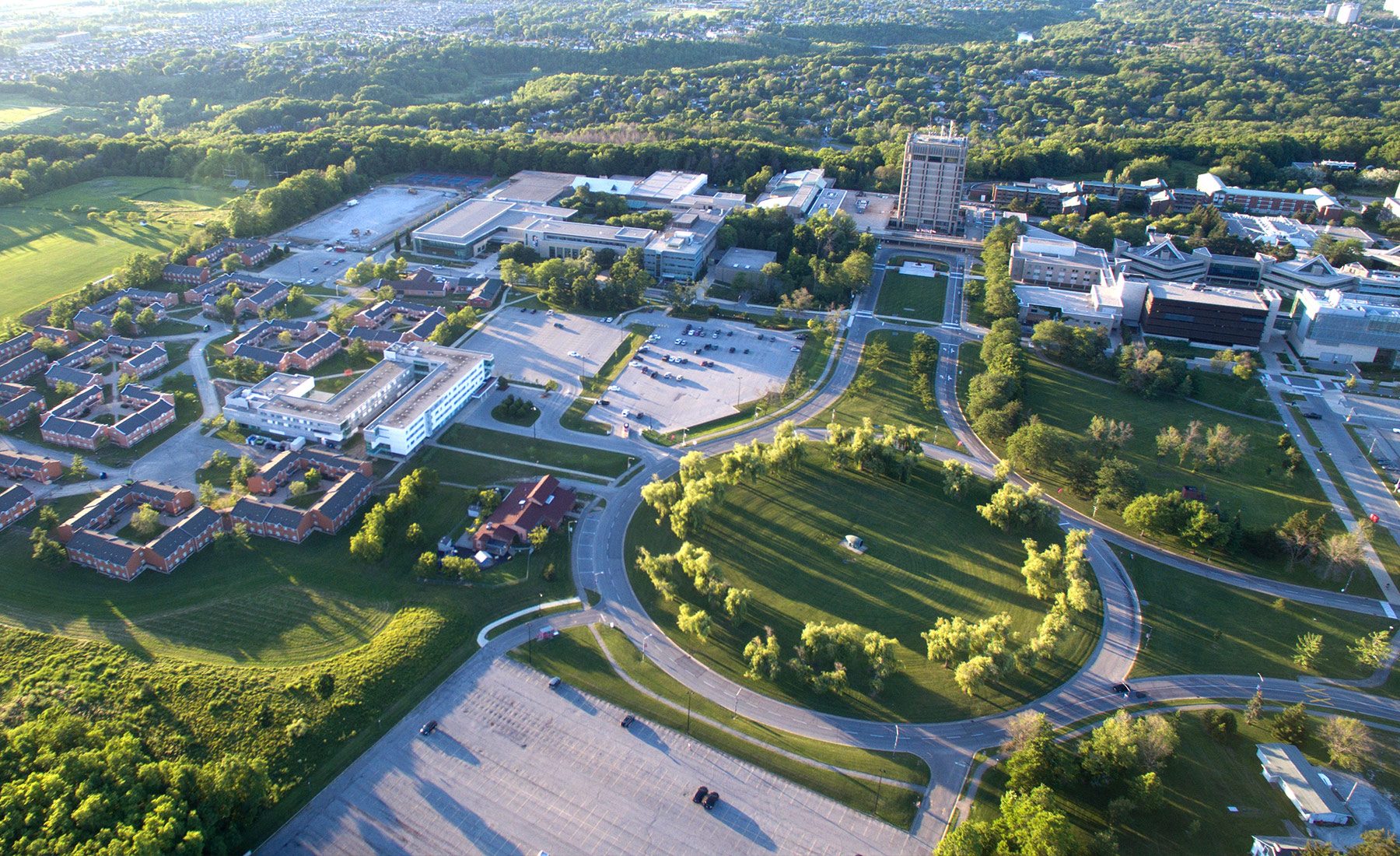 Drone shot of campus 