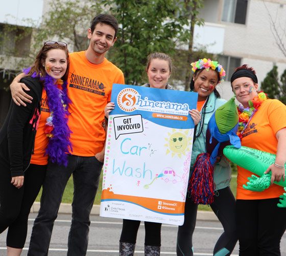 brock students doing shinerama car wash fundraiser