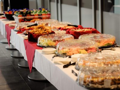 buffet in containers at an event