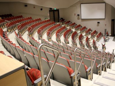 theatre seats facing the stage at Sean O’Sullivan Theatre at Brock University