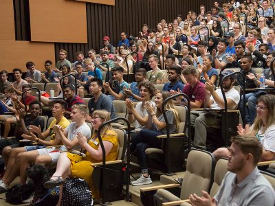 students in seats at The David S. Howes Theatre at Brock University