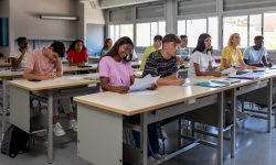 large classroom of high school students