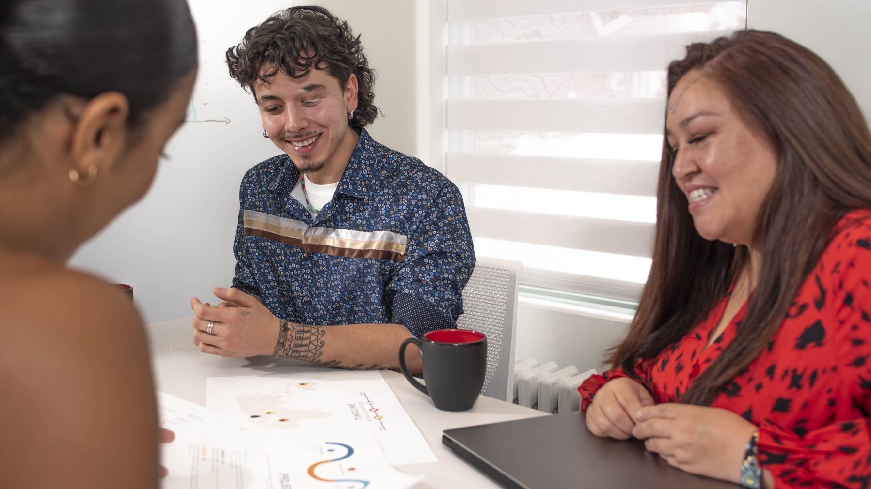 group of people in office around a desk