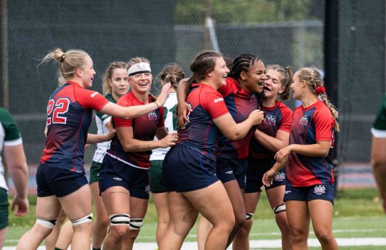 Women's Rugby team celebrates after a win