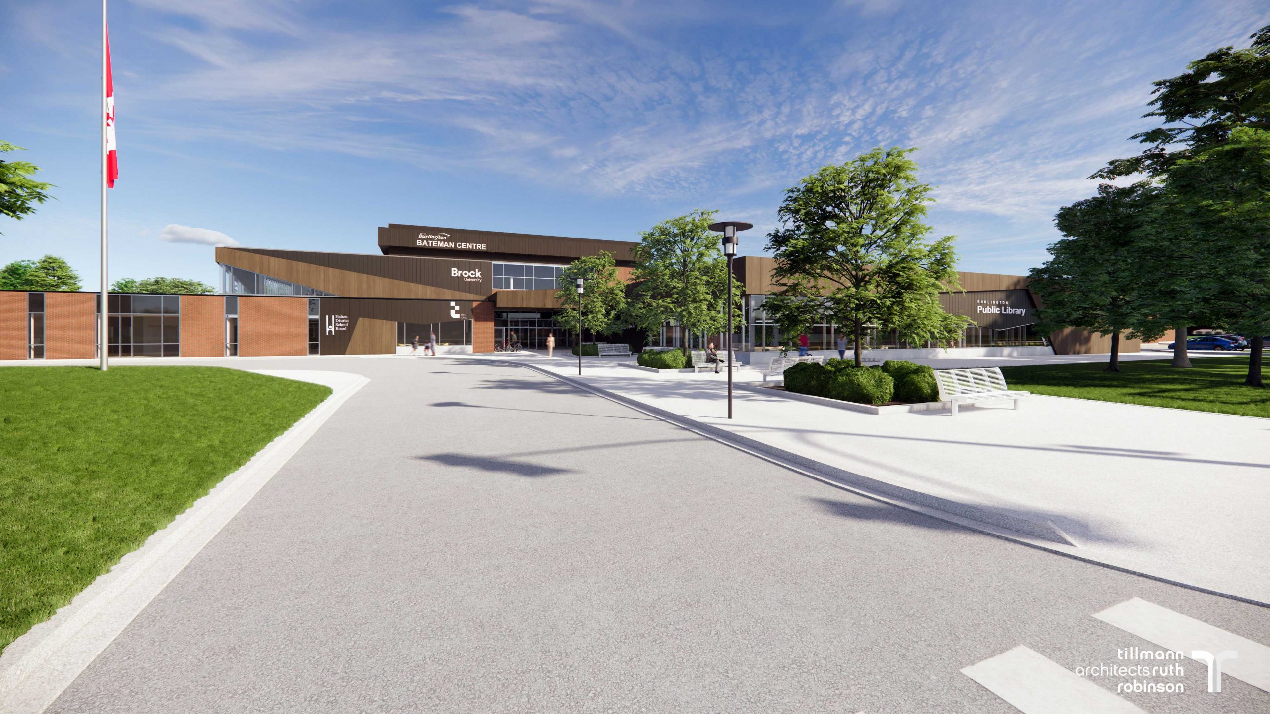 An architectural rendering of the new Brock University Burlington campus exterior.