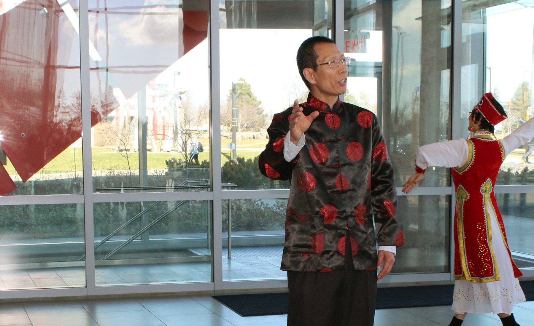 Chunlei Lu singing at the Brock Maker Challenge in February 2018