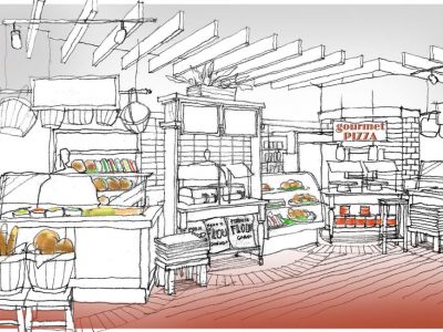 gourmet pizza artist rendering