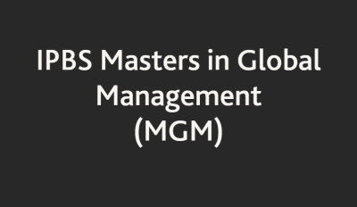 IPBS Masters in Global Management in grey rectangular box