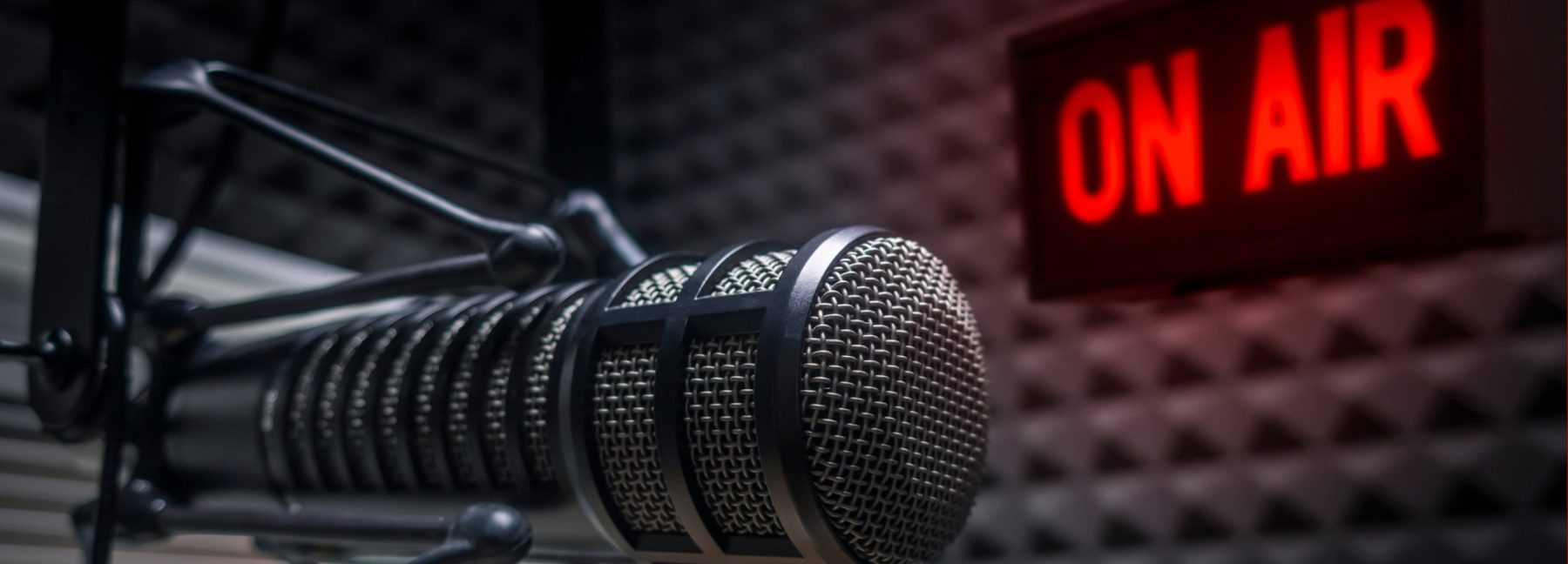 Radio microphone with text that says 'On Air'