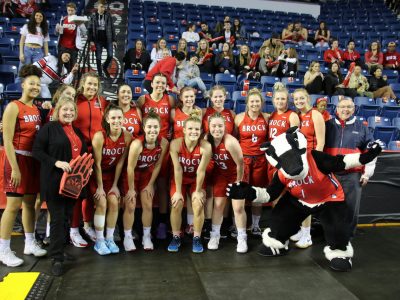Brock Women's Basketball team in front of fans