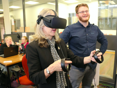 Woman trying out VR gear