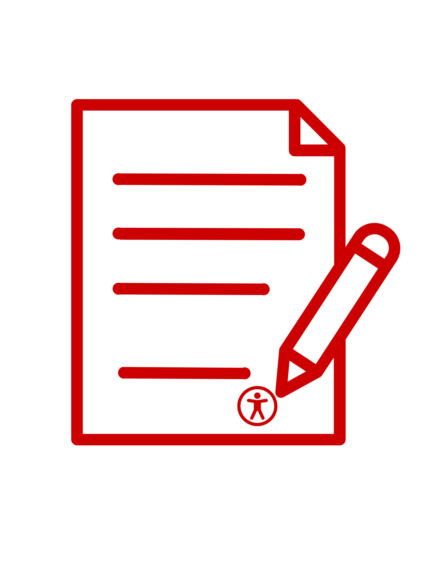 Piece of paper with a pencil drawing the Accessibility logo