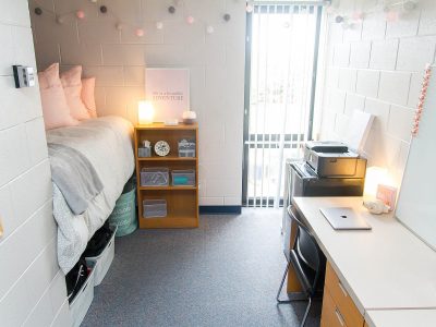 Decorated Vallee bedroom from inside entrance door