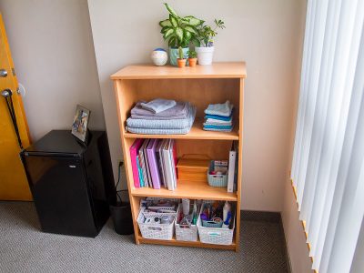 Close up of Quarry View bedroom shelves