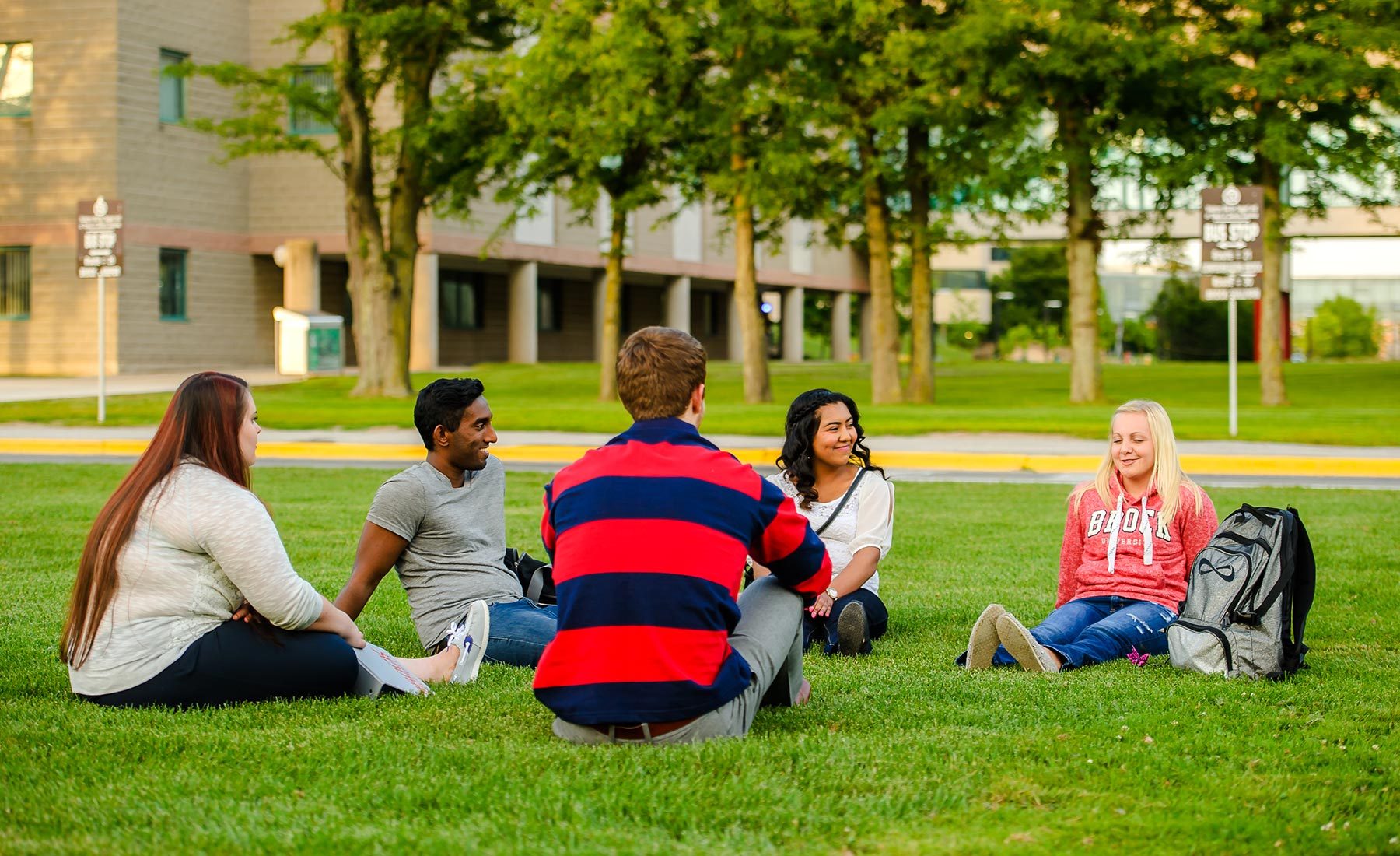 Group of students sitting in the grass