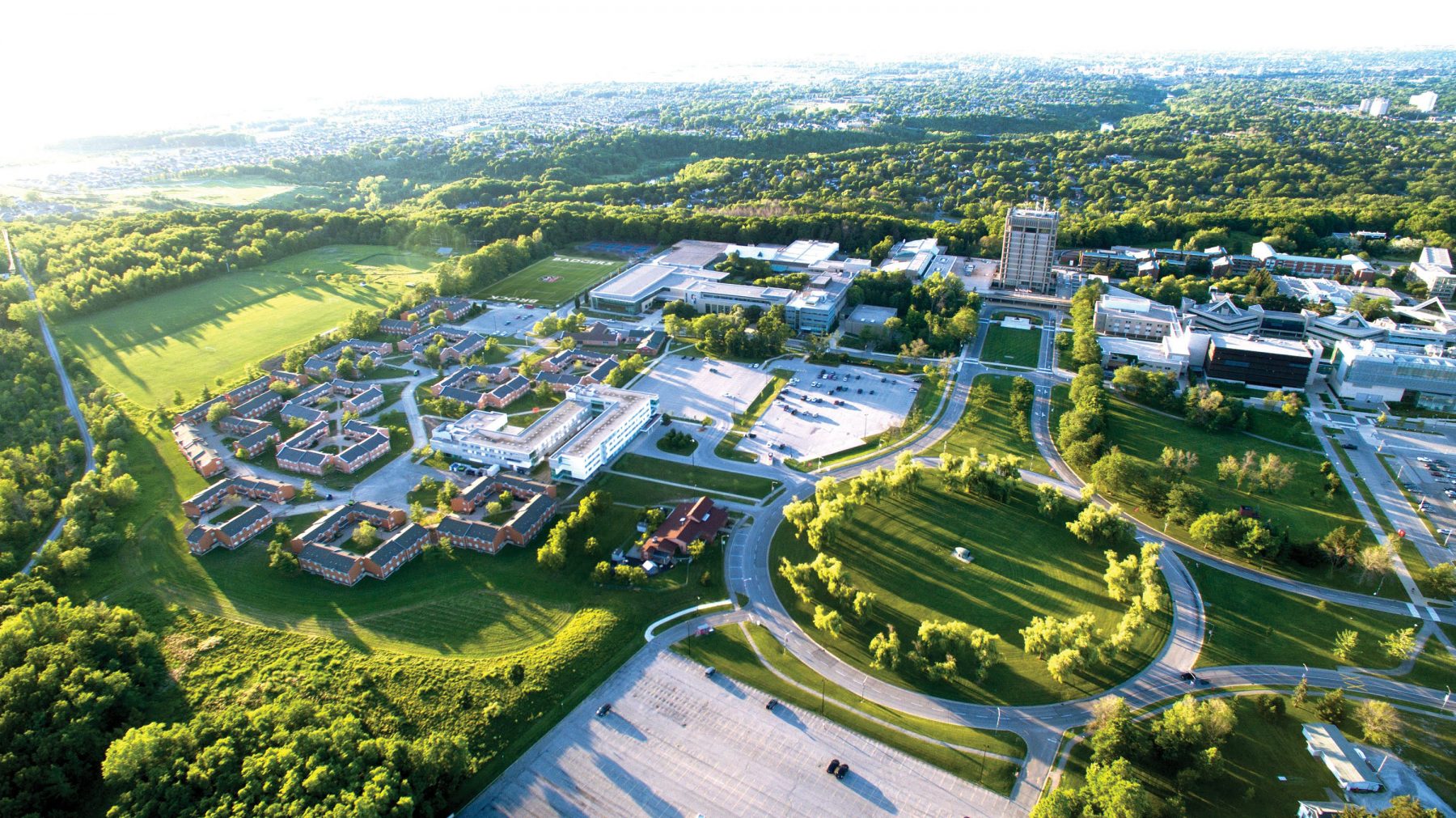 Aerial Drone Shot of Brock University Campus