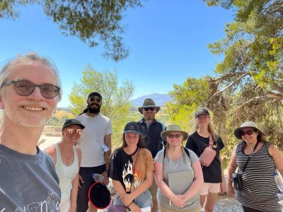 7 students and professor take a selfie At Ayia Triada