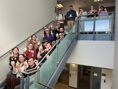 Prof. Angus Smith and the students of W24 CLAS 4P20 show off their pieces made at Third Space Pottery