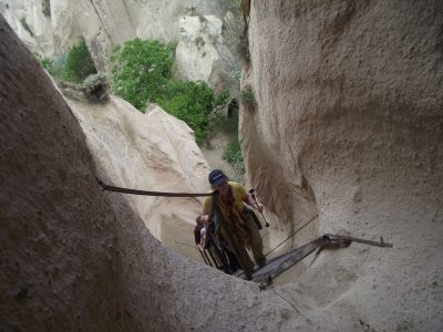 Faye begins the climb during a hike through Rose Valley