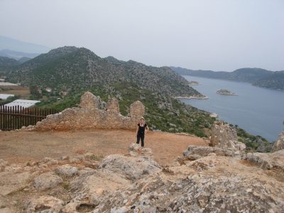Kim atop the ruins of a crusader castle at Simena