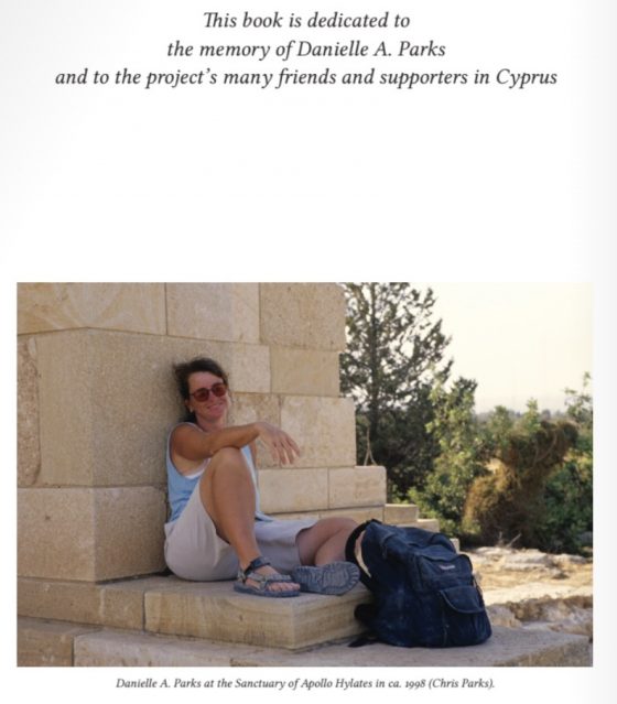 Dedication page with photo of Parks in Cyprus
