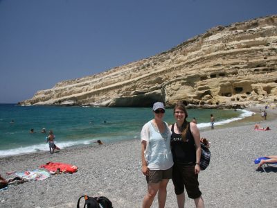 2 students On the beach at Matala