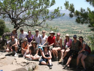 group of students At Psychro Cave above Lasithi