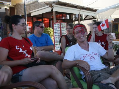 students Celebrating Canada Day in Pacheia Ammos