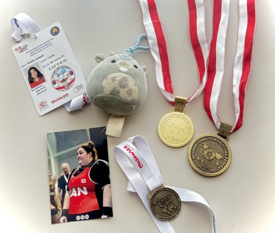 Medals and souvenirs from World Bench Press Championships
