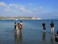 students Cooling off at Methoni