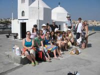 students Waiting for the ferry on Aegina