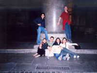 a group of students relaxing at the Pantheon.