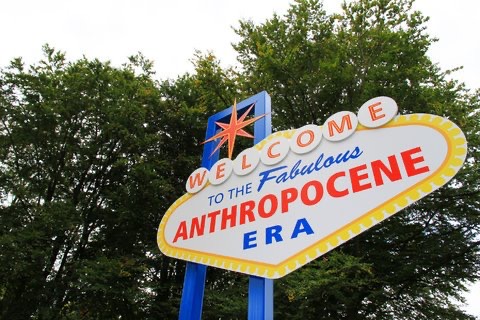 Anthropocene on famous las Vegas sign