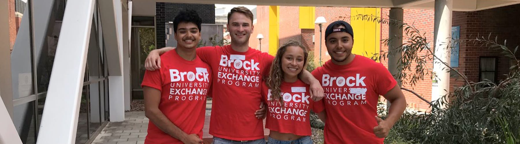 exchange students wearing Brock tshirts in Europe