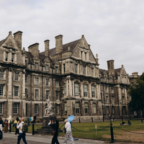 Dublin City University logo and view of Dublin City